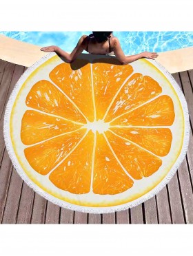 Orange Round Beach Towel
